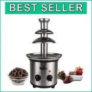 Party-Ready 3-Tier Chocolate Fondue Fountain Machine - Stainless Steel Design