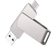 USB Type C Flash Drive, USB3.0 Two-in-one U Flash Drive (USB+Type C Port), USB Type C Flash Drive (64G) Silver