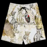Christian Audigier "Fight Night" Board Shorts Size 30 White Vintage Ed Hardy NWT