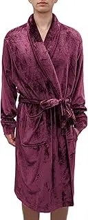 [Elegant Comfort] Luxury Men’s Plush Fleece Spa Bathrobe with Shawl Collar and Pockets - Cozy Velvet Soft, Mens Spa Long Robe