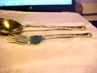 Elegant GOLD COLOR TABLE WEAR , LARGE SALAD SERVER SET, SPOON ANND FORK