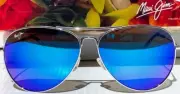 MAUI JIM MAVERICKS B264-17 AVIATOR BLUE MIRROR TITANIUM SUNGLASSES POLARIZED