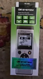 OM SYSTEM WS-882 4GB Digital Stereo Voice Recorder, Silver/Black #V420330SU000