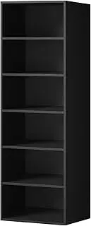 OIKITURE Wardrobe Shelf with 6 Shelves, Clothes Storage Cabinet with Built-in Unit, Storage Organiser Wardrobe Closet for Bedroom, Living Room, 50.5 x 40 x 159cm, Black