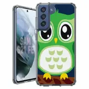 For Samsung Galaxy S20 S21 S23 S24 FE 5g TPU Case+Glass(Green Owl)