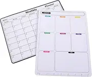 Veemoon 2 Sheet Magnetic Schedule Fridge Whiteboard Weekly Calendar for Fridge Schedule Planner Board Dry Erase Planner Refrigerator Dry Erase Board Soft Magnetic White