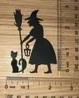 5 WITCH W/ LANTERN cardstock paper die cut embellishments