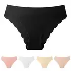 Seamless Panty Woman Underwear Elegant Sexy Brief Solid Color Wavy Edge