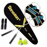 Badminton Rackets Set of 2, Graphite Shaft Badminton Racquets Blue + Red