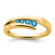 14K Yellow Gold Blue Topaz 4-stone Ring