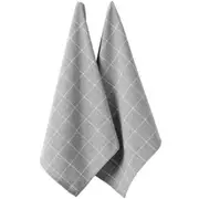 Ladelle Eco Check Kitchen Towel Grey 2 Pack