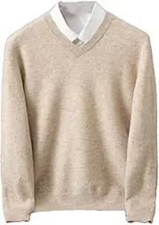 [Hamthuit] Men V-Neck Slim Fit Pullover Men's Long Sleeved Solid Color Business Casual Jumper Sweater Basic Warm Knit Sweater