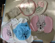 Rare Find! Vintage Cat & Dog Partial Applique Quilt Blocks with Patterns