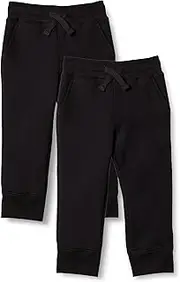 [Amazon Essentials] Boys' Fleece Jogger Sweatpants, Pack of 2, Black, X-Small