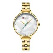 Elegant Design Ladies Wrist Watch Crystal Full Steel Quartz Watch GOLD COLOUR