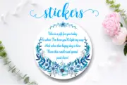 12 Baby Shower Boy Round Gloss Stickers Candle stickers Light My Way Blue 5cm