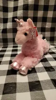 Aurora Plush Llamacorn Pink Llama Unicorn Laying 12" Stuffed Animal Toy Lovey