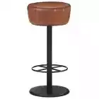 Genuine Real Leather Vintage Bar Stool Kitchen Dining Barstools Chair Steel