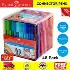 Faber Castell 48 Pack Texters Connector Pens Art Drawing Texta Colouring Kids AU