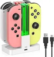 FASTSNAIL Charging Station for Nintendo Switch & Switch OLED, Compatible with JoyCons (White, USB Type C, 2 Amps, 10 Watts)