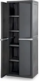[Sterilite] 4 Shelf Cabinet, Easy to Assemble and Rugged, Organize Storage Bins, Items in The Home, Basement, Attic, Garage and Mudroom - Gray, 1-Pack