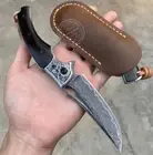 VG10 DAMASCUS HUNTING KNIFE FOLDING KNIFE CAMPING SURVIVAL RESCUE TOOL BLACK