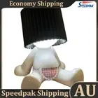 Sitting Little Naughty Boy Desk Lamp Rechargeable Night Light(Black Fig Leaf) AU