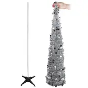 5Ft Christmas Tinsel Tree Collapsible Xmas Tree for Holiday Party Home Office