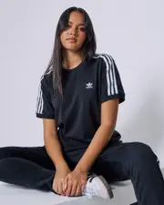 [Adidas] Adidas Women's Originals 3 Stripe T-Shirt in Black Size Large L Black