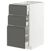 METOD / MAXIMERA base cabinet with 3 drawers, white/Voxtorp dark grey, 40x60x80 cm