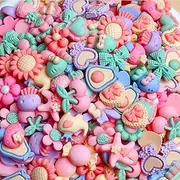 COOSLIM 10pcs Slime Charms, Resin Cherry Flower Bows Charms, Kawaii Cute Starfish Mixed Assorted Sweets Desserts Flatback Slime Beads Making Supplies for DIY Craft Making
