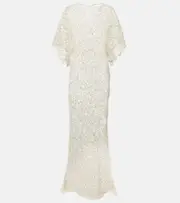 [Norma Kamali] Norma Kamali Obie crochet cotton and linen maxi dress AU 6 white
