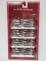 St Nicholas Square Christmas Village Collection Snow Covered Wood-Look Fence