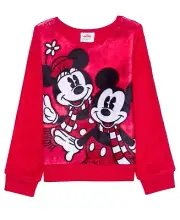 MSRP $38 Little Girls Minnie and Mickey Cozy Pullover Sweatshirt Red Size 5