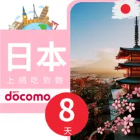 在飛比找PChome24h購物優惠-日本上網卡 - 8天吃到飽(Docomo)