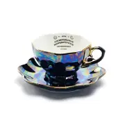 Grace Teaware Ouija Board Black Gold Luster Tea Cup and Saucer