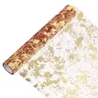 9 Feet Table Runner, Sequin Foil Thin Mesh Metallic Table Runner, Wine Red Gold