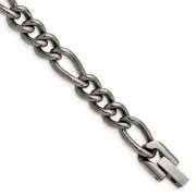 Titanium Polished 7mm Figaro Chain Bracelet 8.5" for Men's 10.47gm