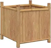 vidaXL Raised Bed Planter - Square Bamboo Garden Pot, Outdoor Flower Box, Natural Brown, 50x50x50 cm for Patio/Deck