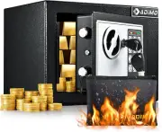 ADIMO Safe Box, Small Safe for College Dorm Room with Fireproof Waterproof Money