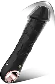 G-Spot Dildo Vibrator - Adult Female Sex Toy with 10 Vibrations, Realistic Silicone Dildo Finger Vibrator for Multiple Stimulation, Clitoris Stimulator for Female Sexual Pleasure (Black)