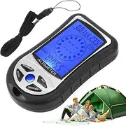 Pocket Altimeter | Multifunction Handheld Temperature Gauge Barometer Compass - Portable Meter Device for Hiking Mountaineering, Time Clock with Backlight