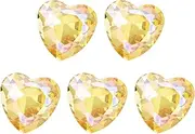 uxcell 5 Pcs 3D Heart Orange Nail Rhinestones K9 Glass Crystal Rhinestones Pointed Back Crooked Heart Gems for Nail Charm Art DIY Decoration Craft 8x8mm