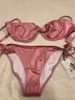 Shade & Shore Pink Tie Detail 2 Piece Bikini Top 34B Bottom M Mauve NWT