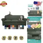 Luxury Checkered 4 Piece Couch Covers for 3 Cushion Sofa - Army Green 91"-110"