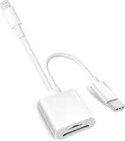 USB-C & Lightning SD Card Reader, Compatible with iPhone 15/14/13/12/11/XS/XR, MacBook Pro M1, iPad Pro, White