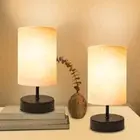 Small Lamp for Bedroom, Bedside Lamps for Night 2 Pack Round-Flaxen-9 Inch