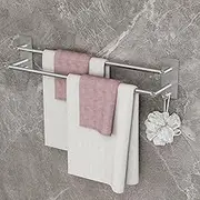 SUS304 Towel Rail No Drilling 60 cm Stainless Steel Self-Adhesive Towel Holder Wall Mounted Bathroom Towel Holder Adhesive for Bedroom, Kitchen, Bathroom Silver