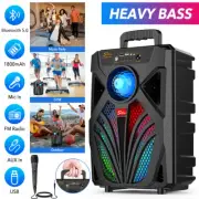 2000W Portable Wireless Bluetooth Speaker DJ Party Karaoke Stereo Subwoofer +Mic