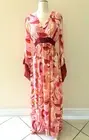 NWT Unique Vintage 70s Red Pink Floral Psychedelic Maxi Host Dress Small Sz 4
